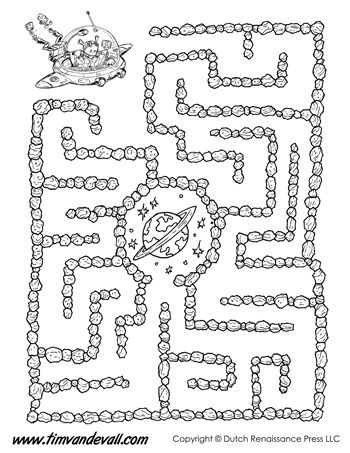 Printable maze easy mazes for kids space activities for kids space activities