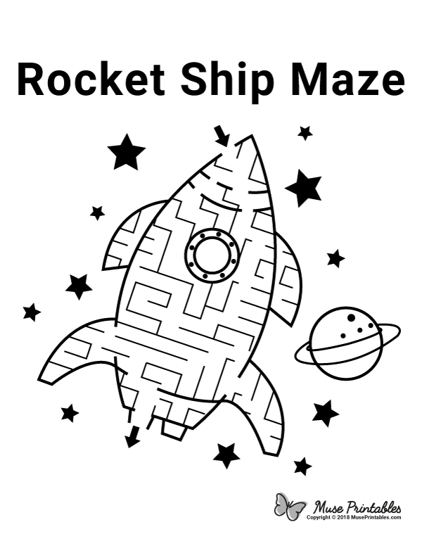 Free printable rocket ship maze