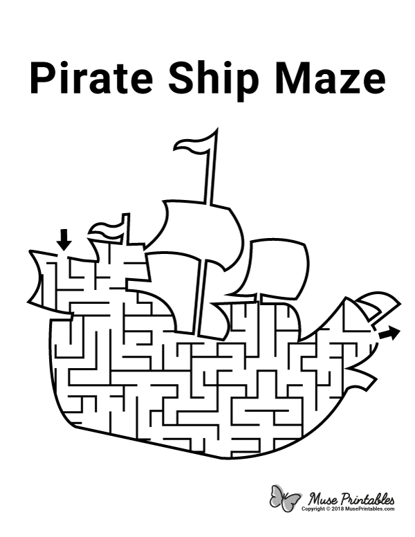 Free printable pirate ship maze