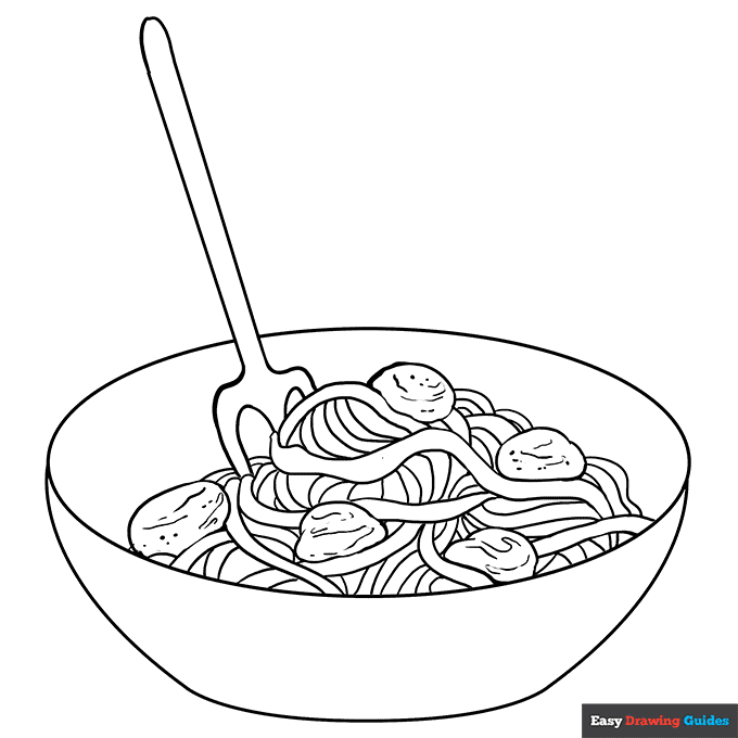 Spaghetti coloring page easy drawing guides