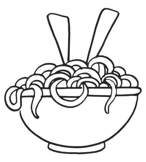 Spaghetti noodles coloring sheet for kids coloring pages coloring books detailed coloring pages