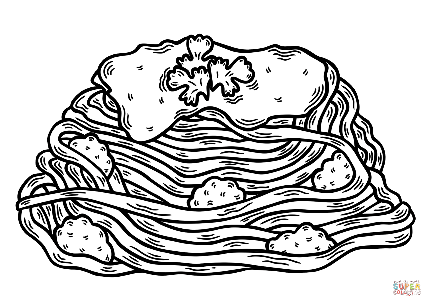 Spaghetti and meatballs coloring page free printable coloring pages