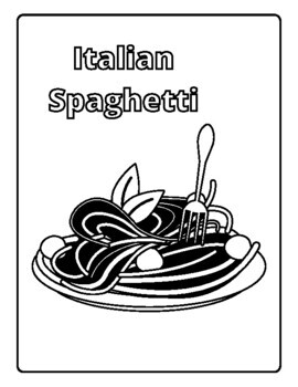 Italian food coloring pages by qetsy tpt