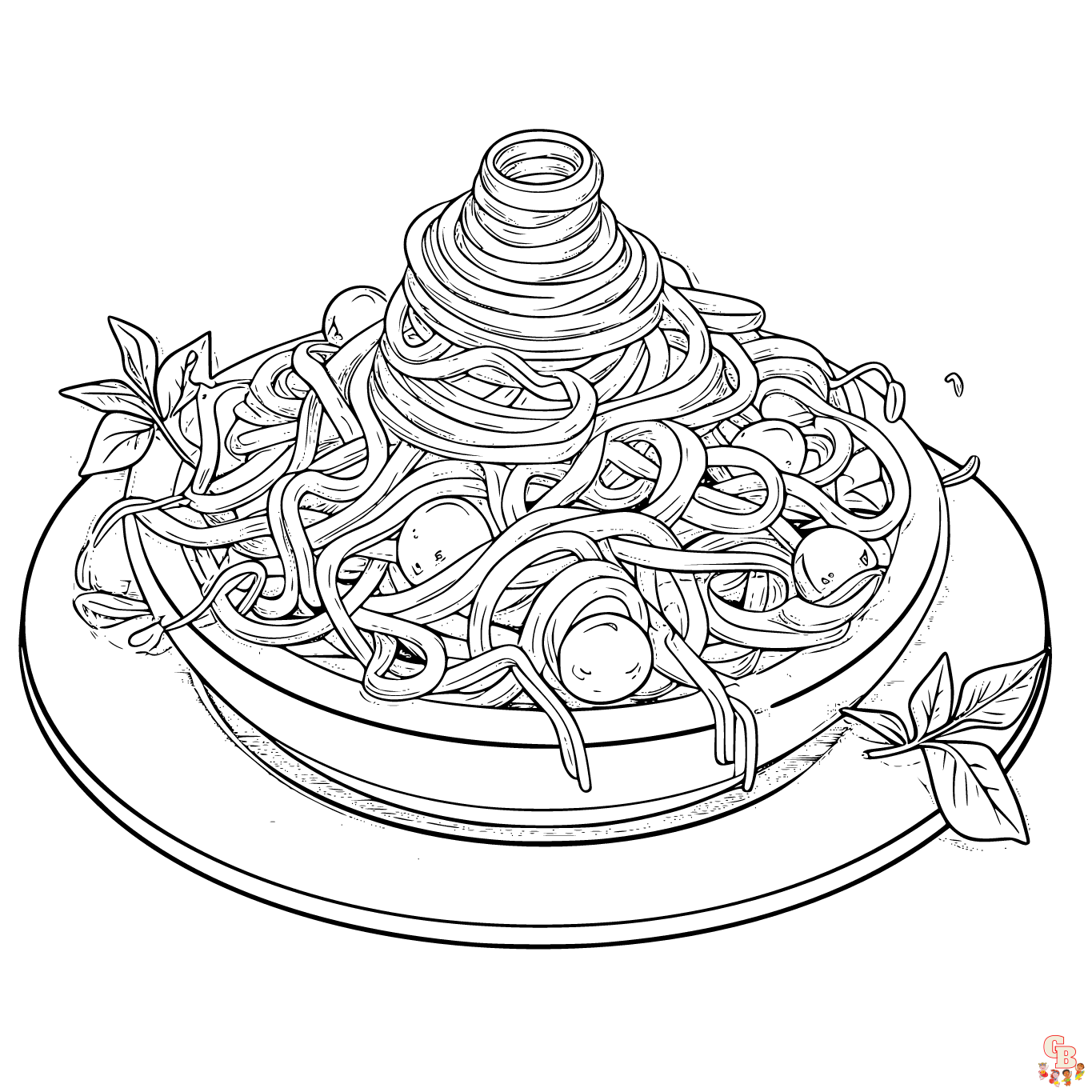 Printable spaghetti coloring pages free for kids and adults