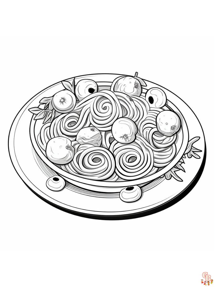 Printable spaghetti coloring pages free for kids and adults