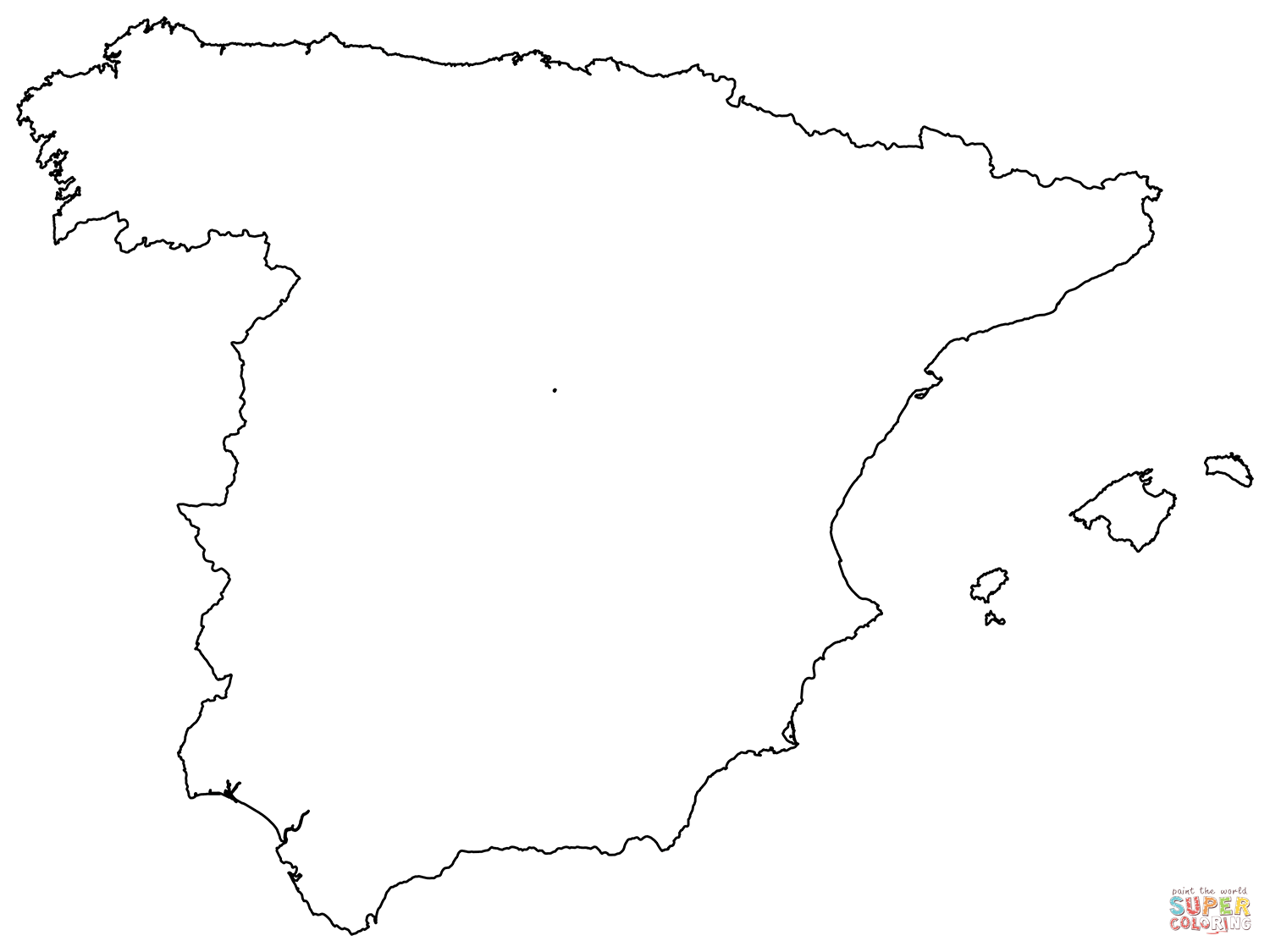 Outline map of spain coloring page free printable coloring pages