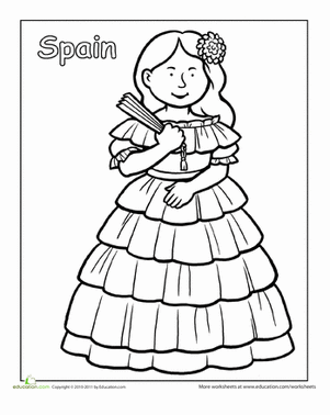 Multicultural coloring spain worksheet education coloring for kids preschool themes spain