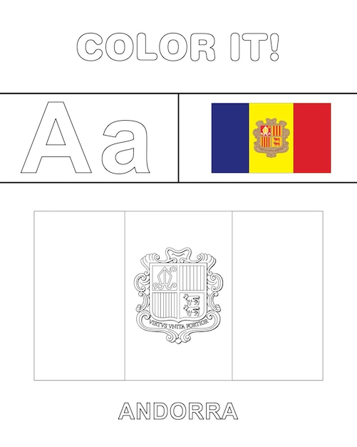 Premium vector andorra flag coloring page for kids