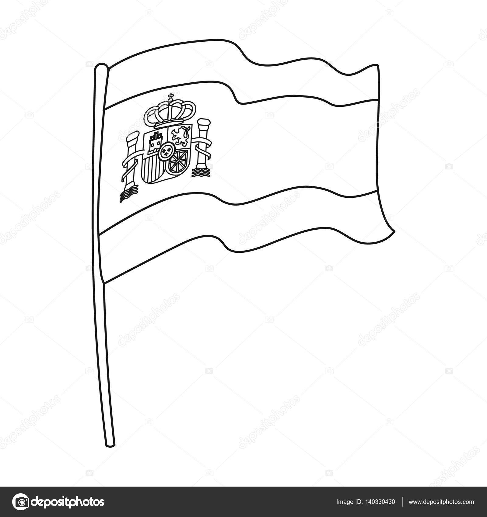 Flag of spain icon in outline style isolated on white background spain country symbol stock vector illustration stock vector by pandavector