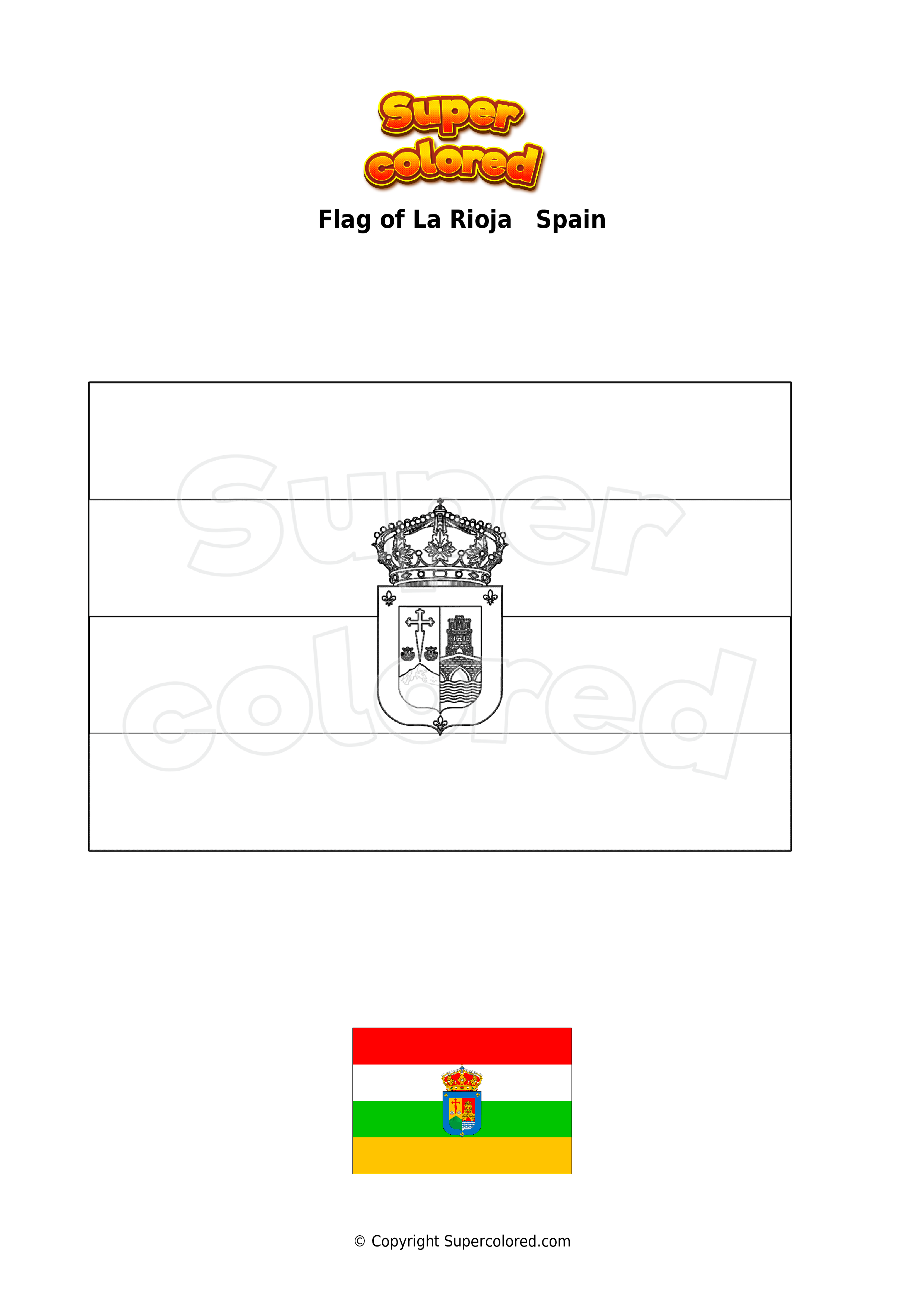 Coloring page flag of la rioja spain