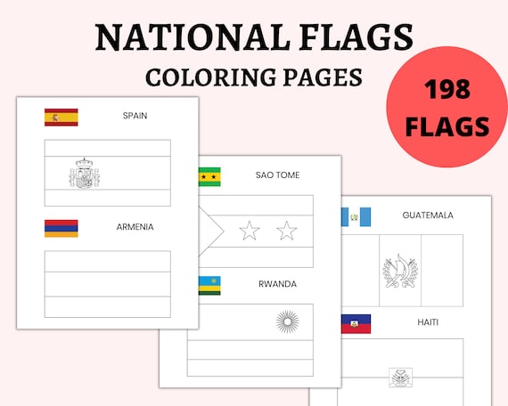 National flags educational printable pages for kids activity coloring book with national flags download now