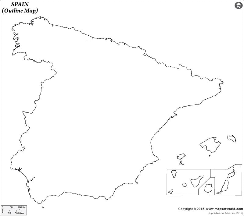 Blank map of spain spain map outline