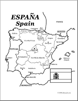 Clip art spain map coloring page labeled i