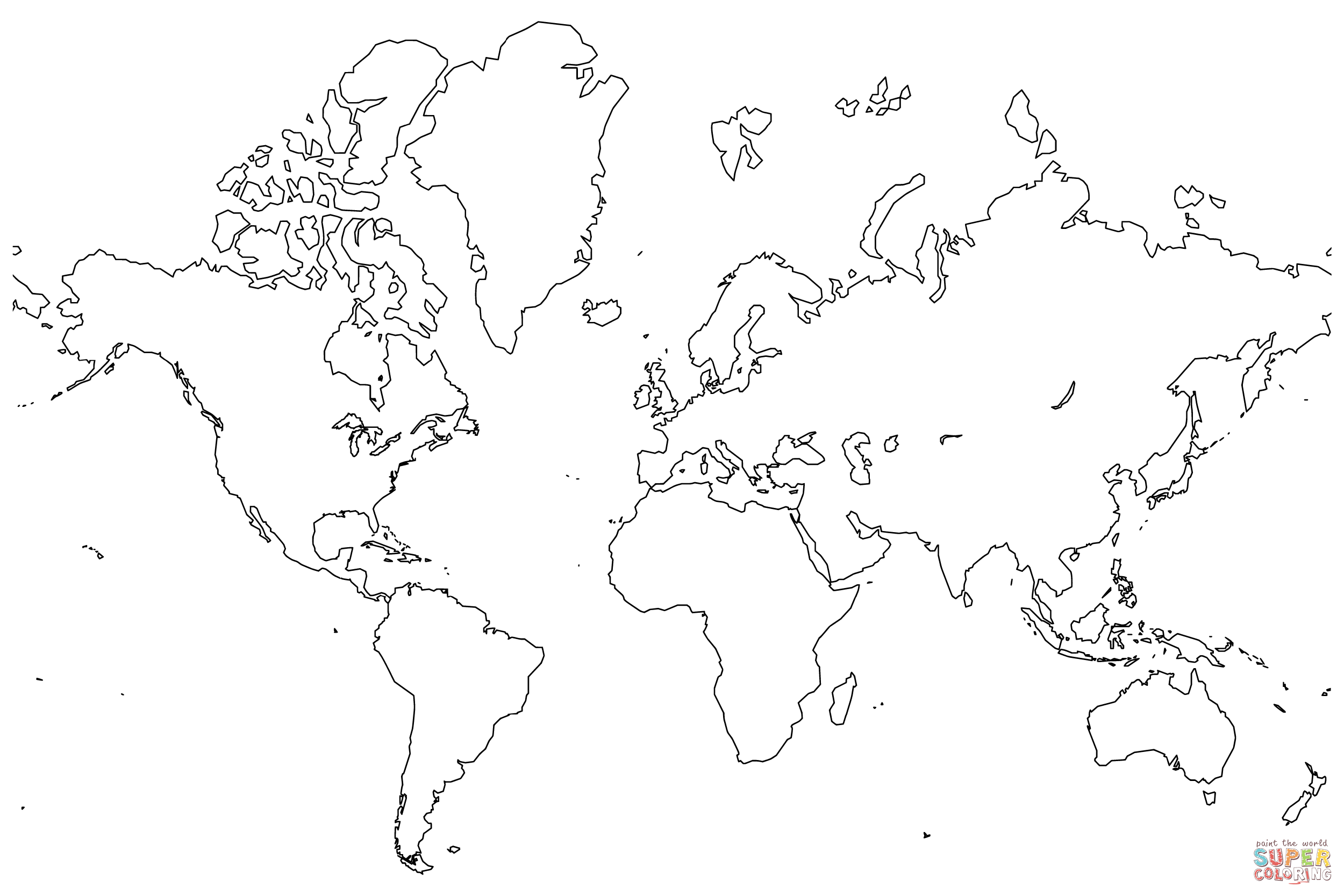 Blank map of the world coloring page free printable coloring pages