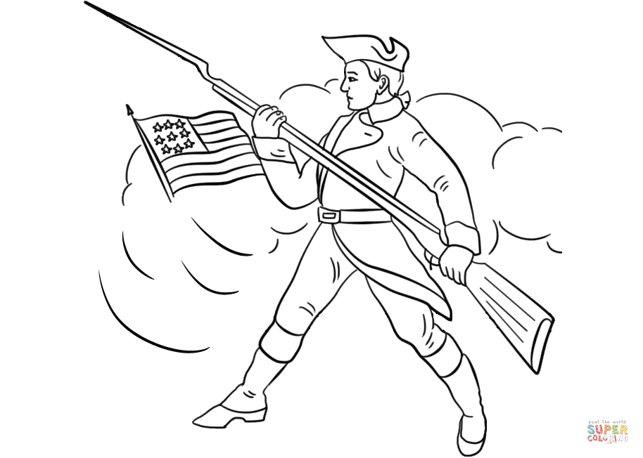 Continental army soldier coloring page free printable coloring pages