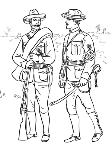 Us soldiers in spanishâamerican war coloring page free printable coloring pages