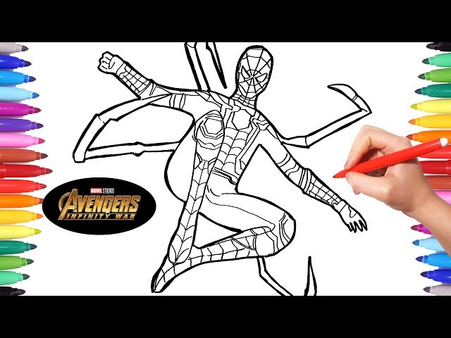 Avengers infinity war iron spider avengers coloring pages how to draw spideran infinity war