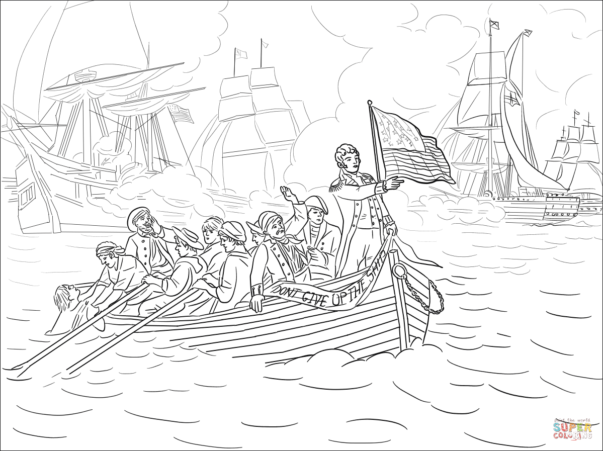 Battle of lake erie during the war of coloring page free printable coloring pages