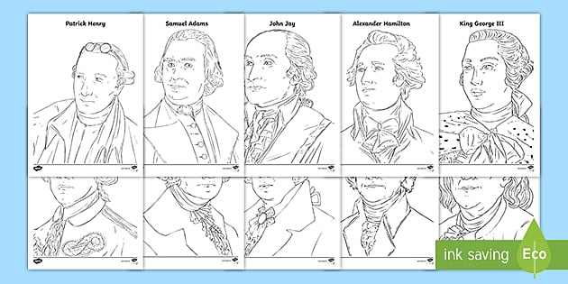 Key figures in the american revolution colouring pages