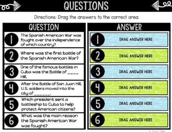 Spanish american war digital interactive notebook choice board