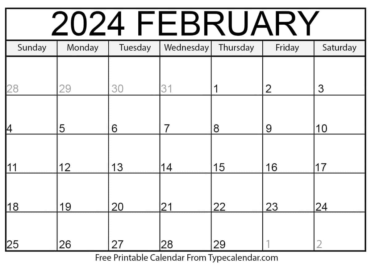 Free printable february calendars