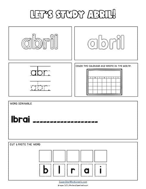 Spanish months of the year worksheets