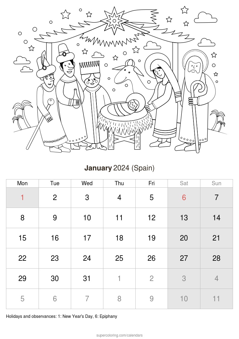 January calendar