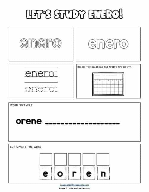 Spanish months of the year worksheets