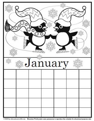 Coloring calendar january