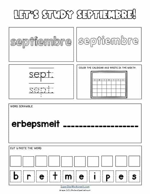 Spanish months of the year worksheets