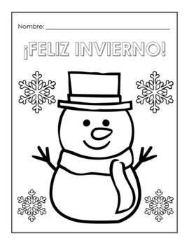 Spanish winter coloring pages invierno color by number and the colors given