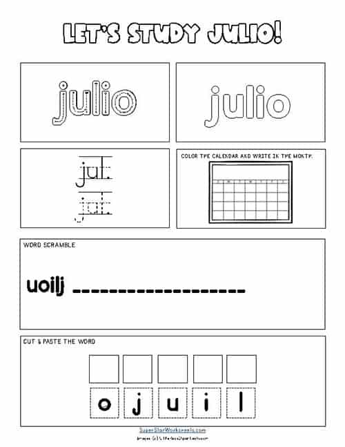 Spanish months of the year worksheets