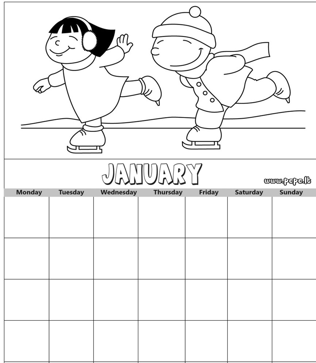 Calendar coloring page