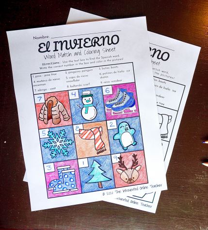 Winter spanish printable coloring pages