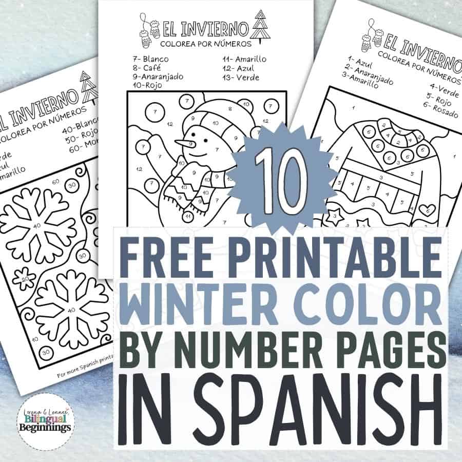 Free printable winter color by number pages in spanish