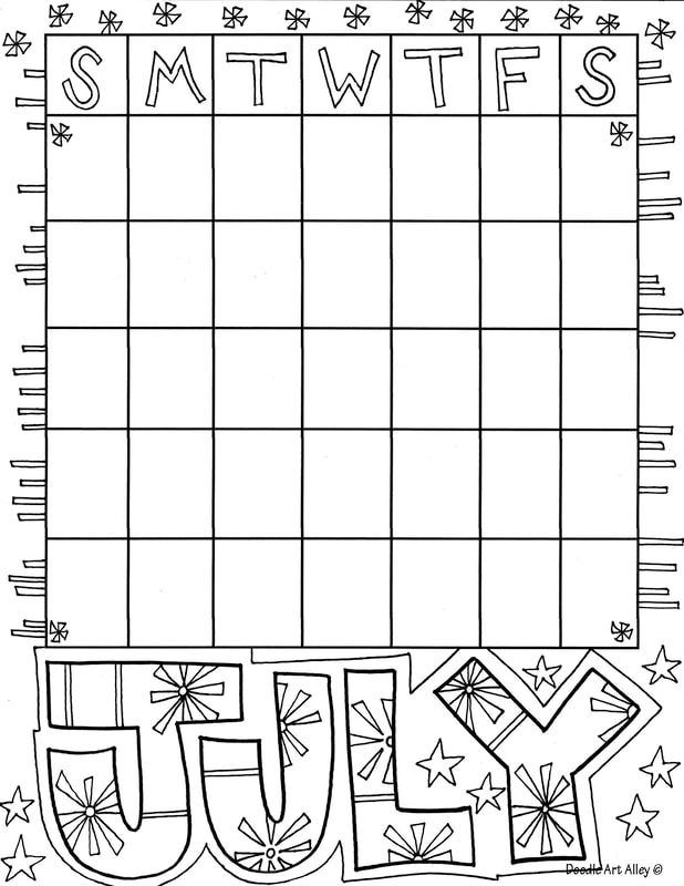 July coloring pages coloring pages coloring calendar doodle art