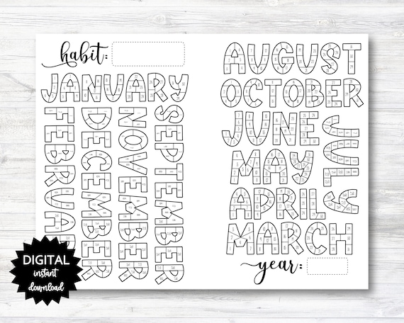 Habit tracker coloring planner page printable month habit tracker coloring sheet year habit tracker coloring sheet printable n instant download