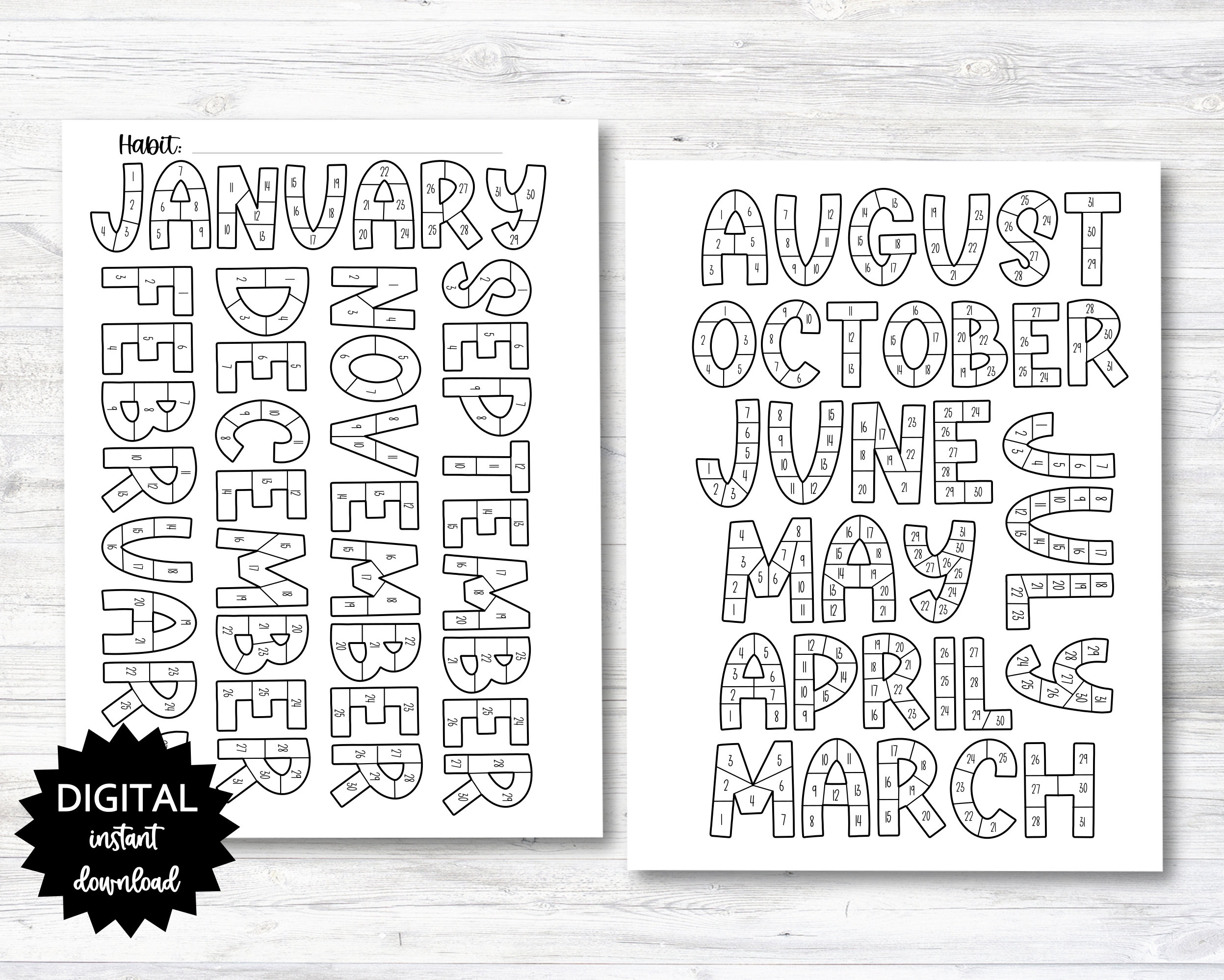 Habit tracker coloring planner page monthyear habit tracker coloring sheet happy planner classic size printable n instant download