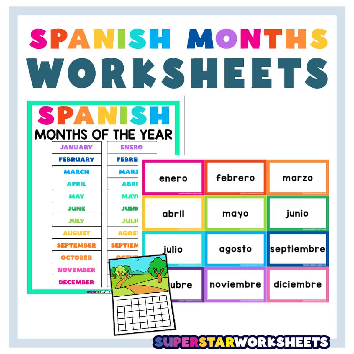 Spanish months of the year worksheets