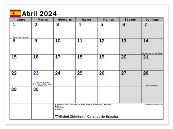 Calendar april