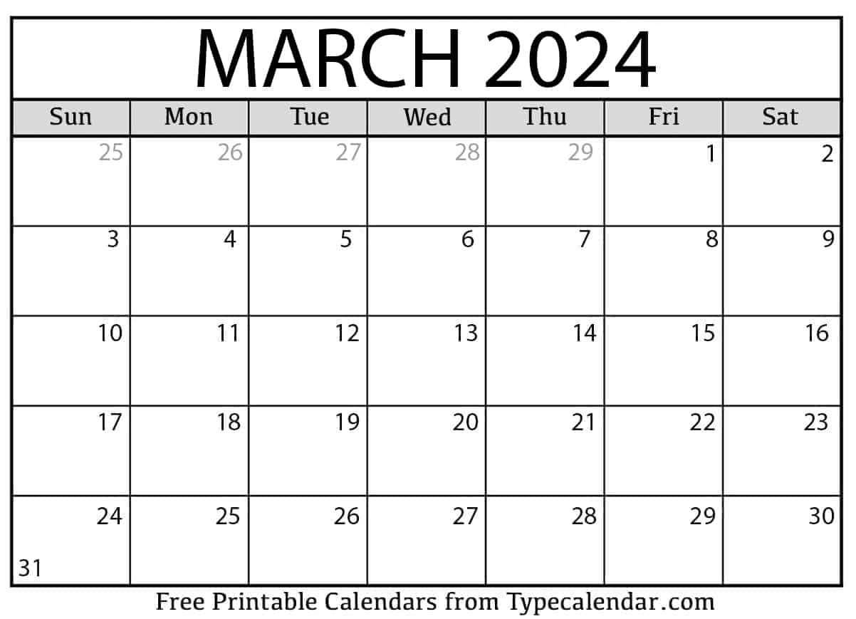 Free printable march calendars