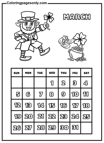 Calendar coloring pages