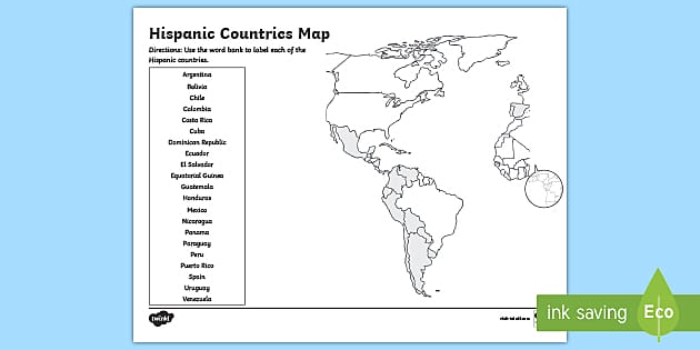 Hispanic untries map labeling activity for rd