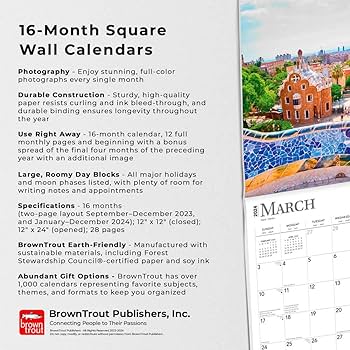 Spain x inch monthly square wall calendar browntrout travel europe madrid barcelona browntrout publishers inc browntrout publishers editing team browntrout publishers design team stationery office products