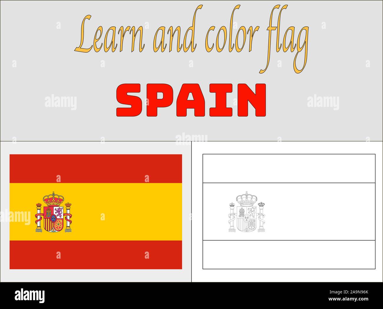 Spain national flag coloring book pages for education and learning original colors proportion vector illustration countries set stock vector image art