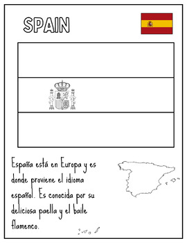 Spanish speaking countries coloring pages flags map