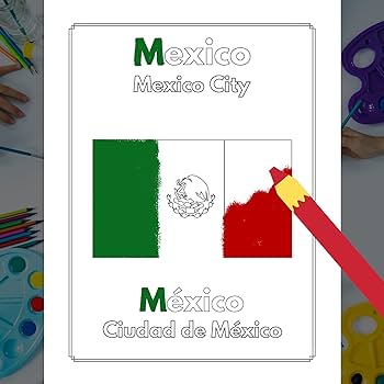 Bilingual flags coloring book for kids englishspanish