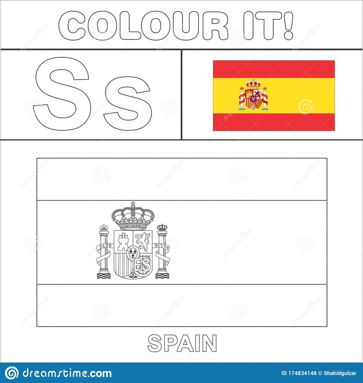 Colour it kids colouring page country starting from english letter s spain how to color flag stock illustrâ kid coloring page coloring for kids coloring pages