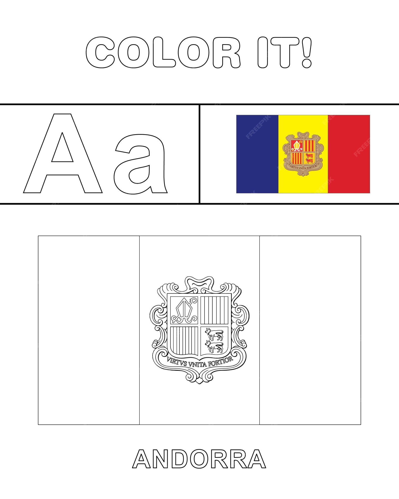 Premium vector andorra flag coloring page for kids