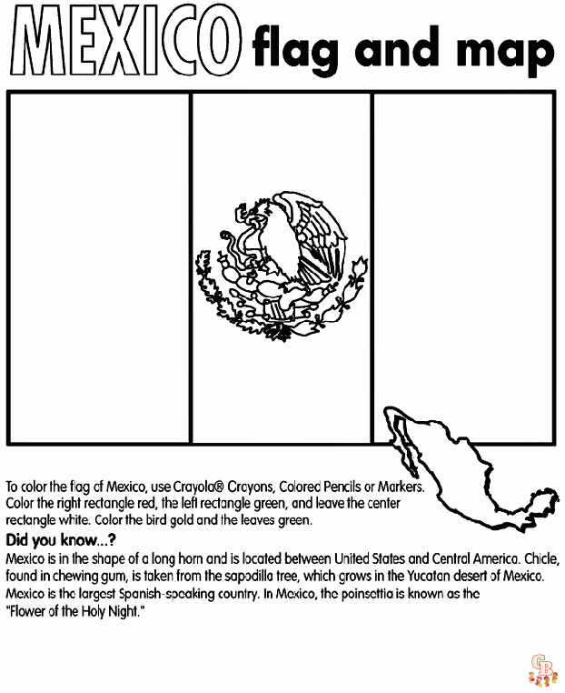 Mexico flag coloring pages free printable and easy designs